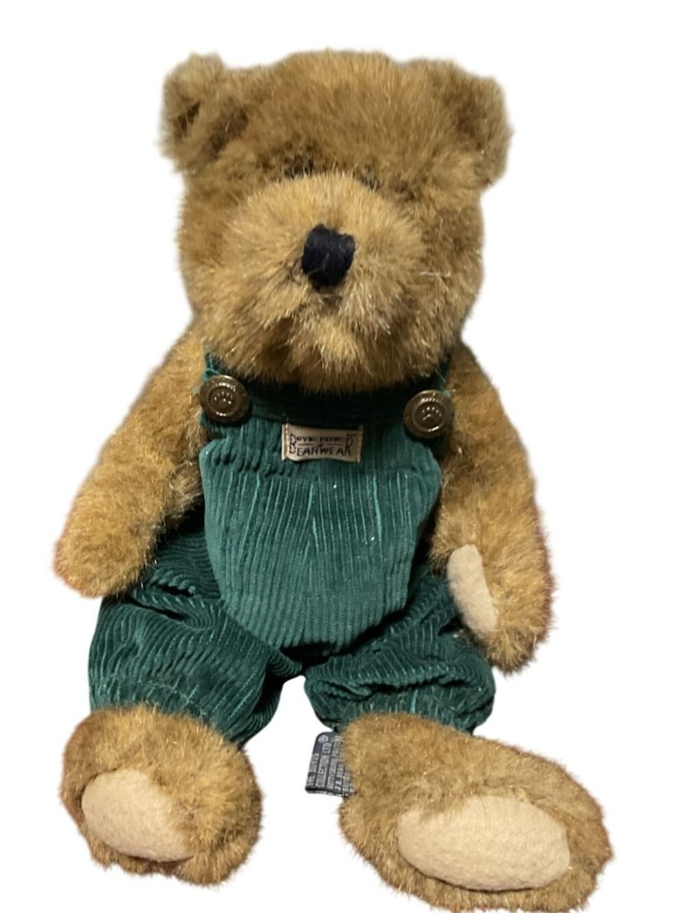 Vtg Boyds Bear Harrison with Overalls 11"L Jointed Brown Black Eyes 1985 -97